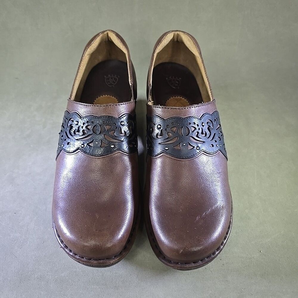 Ariat Shoes Womens Size 10B Leather Slip On Comfort Clog Floral 20838 - Picture 3 of 11
